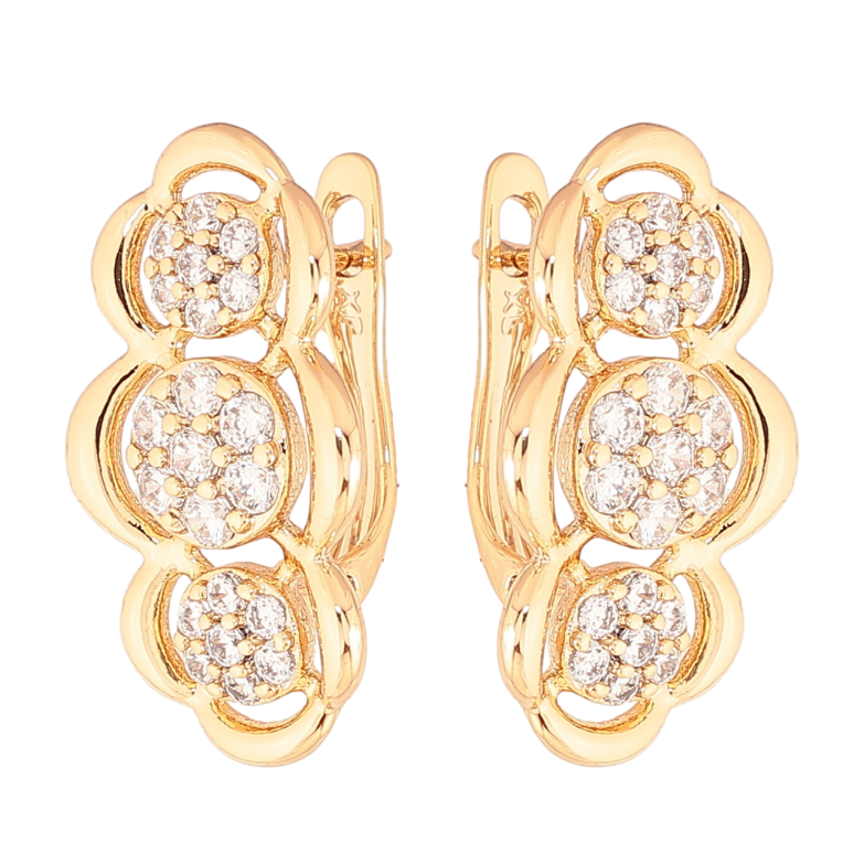 Сережки Xuping Колір Позолота 18K англійський замок Візерунок з кристалами фото №1