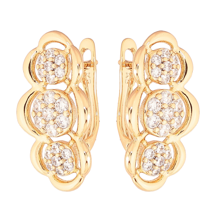 Серьги Xuping Цвет Позолота 18K английский замок Узор с кристаллами фото №1