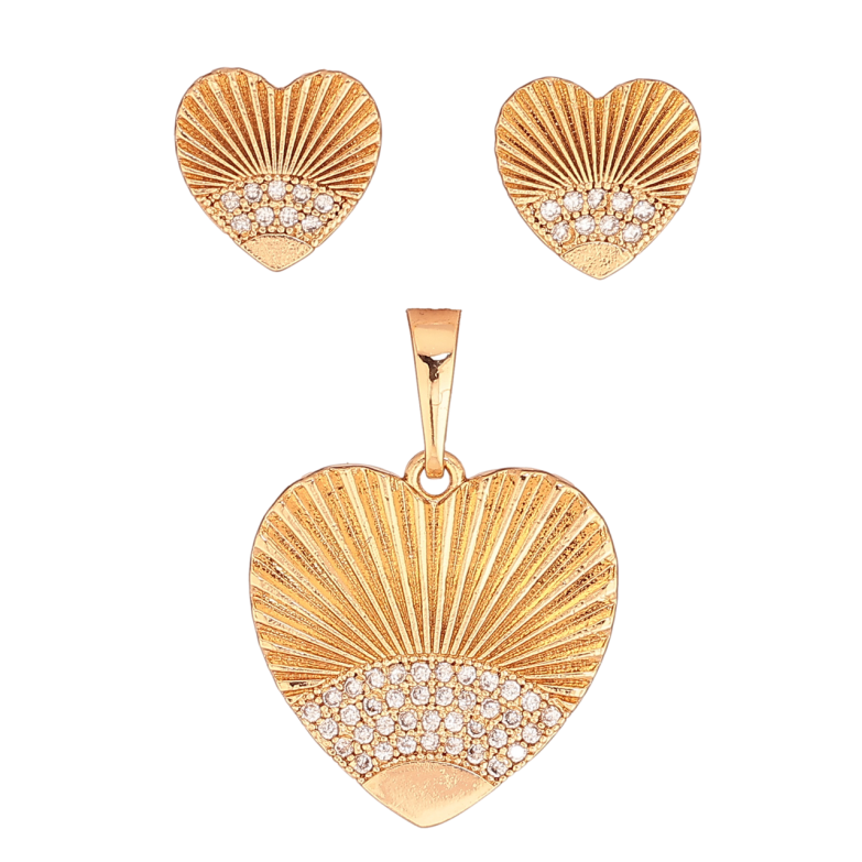 Набір Xuping Колір Позолота 18K Сережки Кулон Сердечка фото №1 Набір Xuping Колір Позолота 18K Сережки Кулон Сердечка фото №1