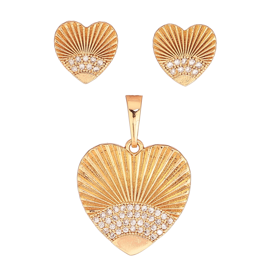 Набір Xuping Колір Позолота 18K Сережки Кулон Сердечка фото №1 Набір Xuping Колір Позолота 18K Сережки Кулон Сердечка фото №1
