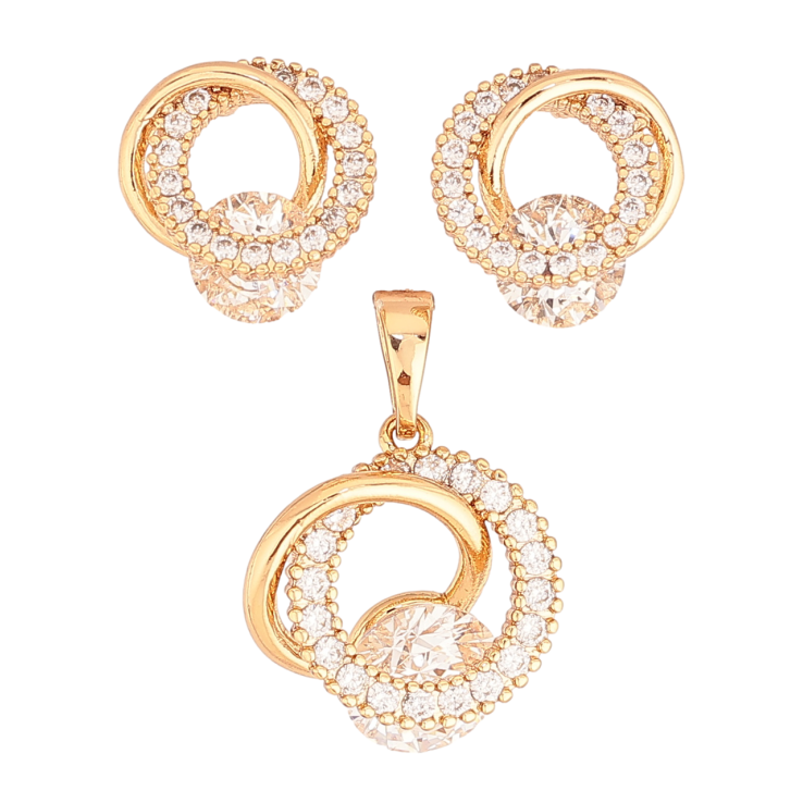 Набор Xuping Цвет Позолота 18K Серьги Кулон Кристальные колечки с кристаллами фото №17