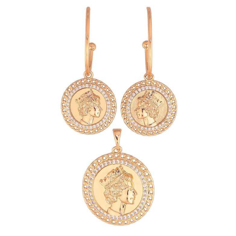 Набір Xuping Колір Позолота 18K Сережки Кулон Єлизавета II фото №1 Набір Xuping Колір Позолота 18K Сережки Кулон Єлизавета II фото №1