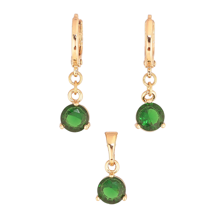 Набор Xuping Цвет Позолота 18K Серьги Кулон Зеленые кристаллы ø 6 мм фото №19