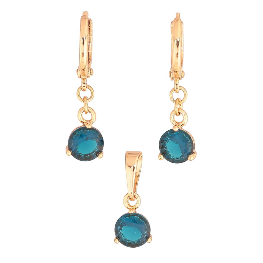 Набір Xuping Колір Позолота 18K Сережки Кулон Бірюзові кристали ø 6мм фото №1 Набір Xuping Колір Позолота 18K Сережки Кулон Бірюзові кристали ø 6мм фото №1