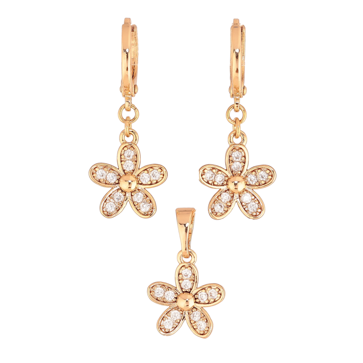 Набір Xuping Колір Позолота 18K Сережки Кулон Квіточки фото №24