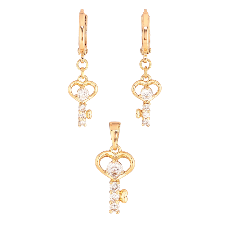 Набір Xuping Колір Позолота 18K Сережки Кулон Ключики з кристалами фото №19