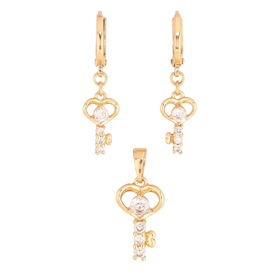 Набір Xuping Колір Позолота 18K Сережки Кулон Ключики з кристалами фото №1 Набір Xuping Колір Позолота 18K Сережки Кулон Ключики з кристалами фото №1