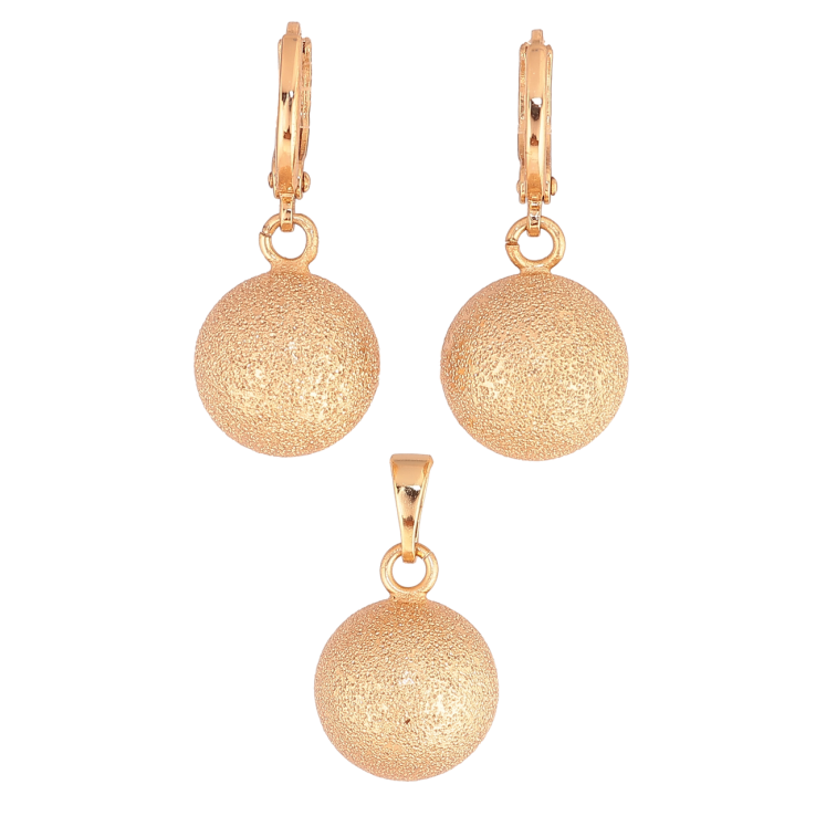 Набор Xuping Цвет Позолота 18K Серьги Кулон Шарики с шагренью ø 12мм фото №23 Набор Xuping Цвет Позолота 18K Серьги Кулон Шарики с шагренью ø 12мм фото №23