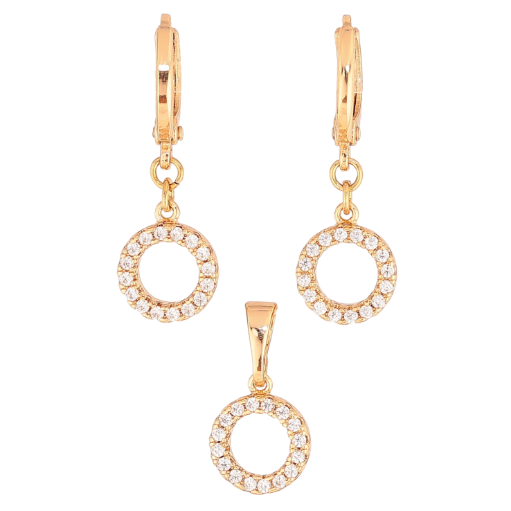 Набор Xuping Цвет Позолота 18K Серьги Кулон Колечки с кристаллами фото №18