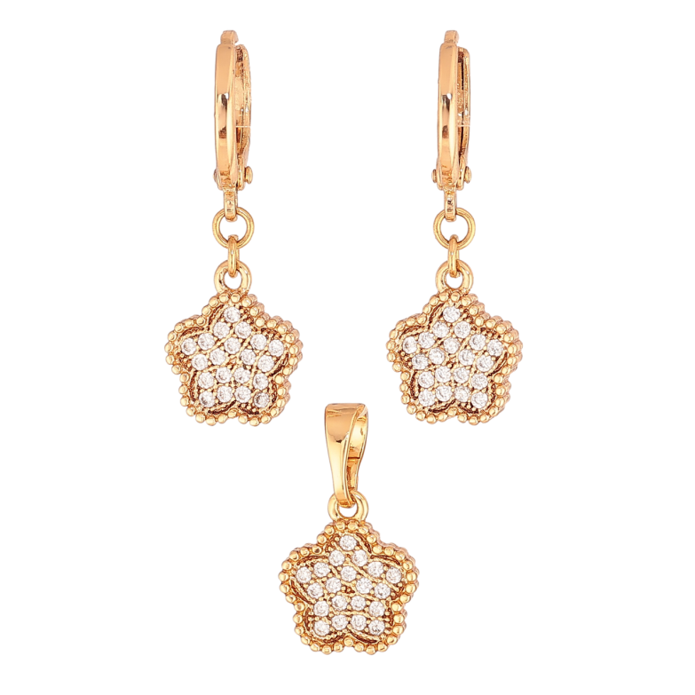 Набір Xuping Колір Позолота 18K Сережки Кулон Квіточки з інкрустацією кристалами фото №1
