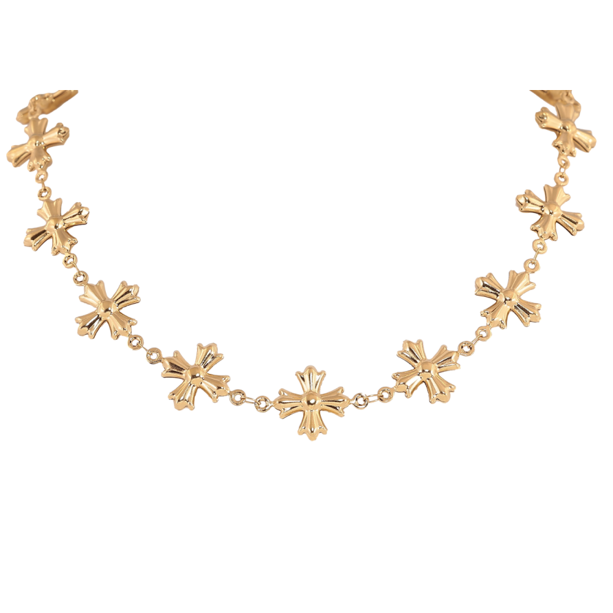 Колье Xuping ТТМ Stainless Steel цвет 14К Крестики длина 42-47см х 14мм фото №1