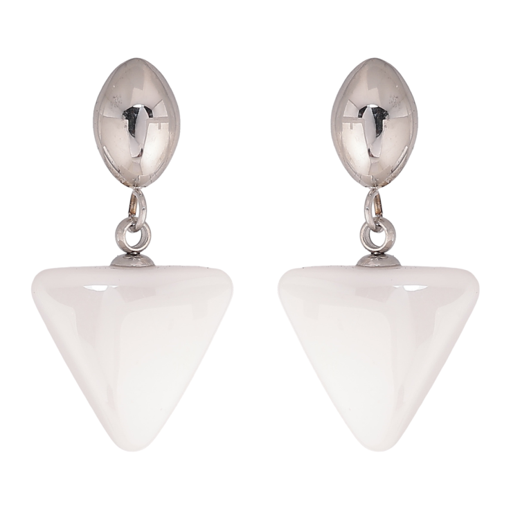 Сережки Xuping TTM Stainless Steel колір Родій пусети Підвіски з білою керамікою фото №22