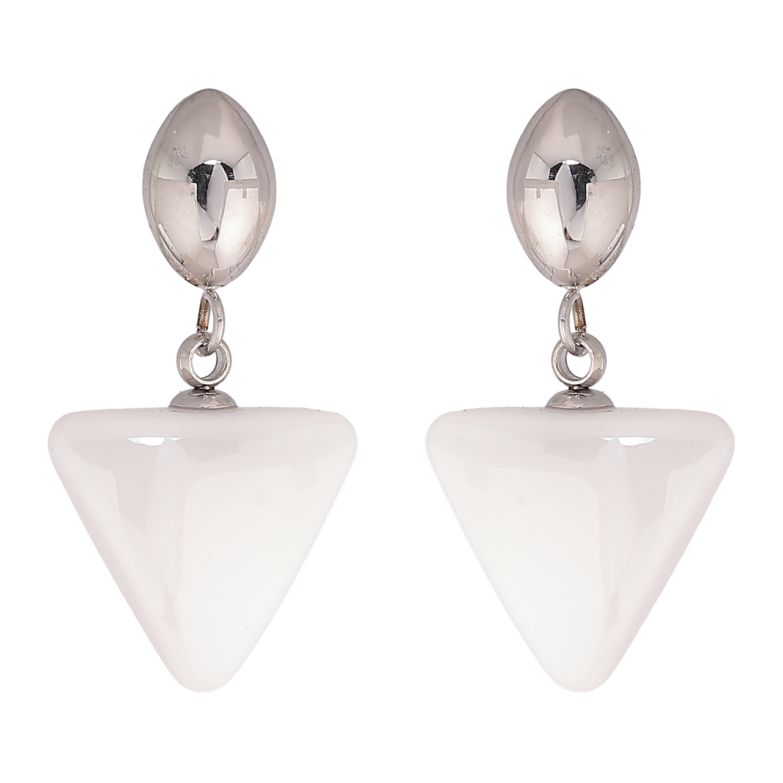 Серьги Xuping TTM Stainless Steel цвет Родий пусеты Подвески с белой керамикой фото №3