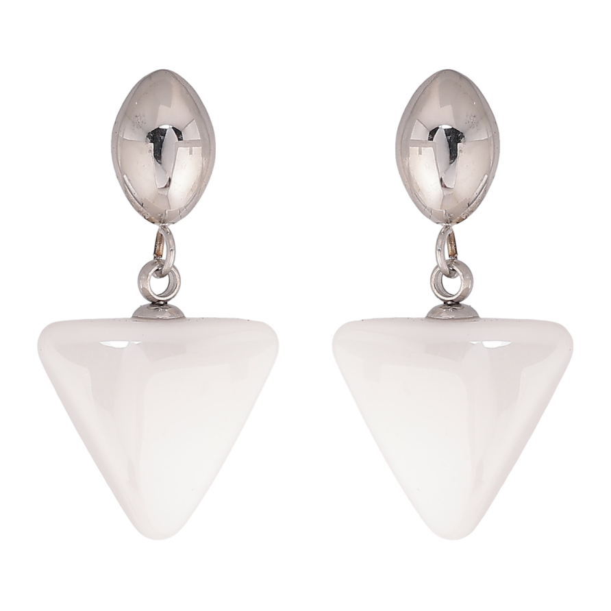 Сережки Xuping TTM Stainless Steel колір Родій пусети Підвіски з білою керамікою фото №1