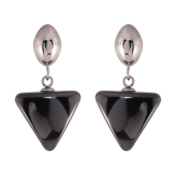 Сережки Xuping TTM Stainless Steel колір Родій пусети Підвіски з чорною керамікою фото №21