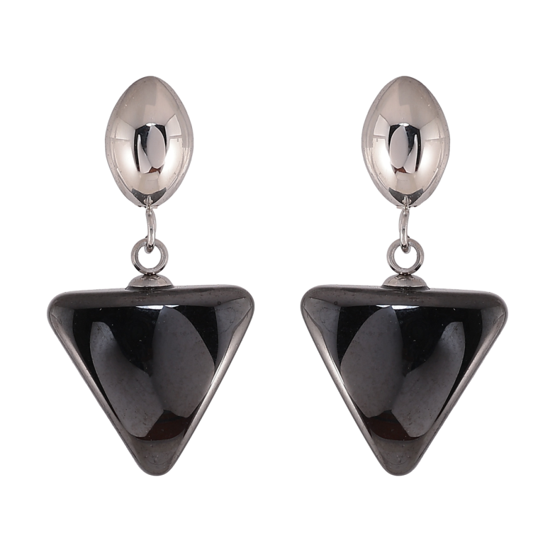 Серьги Xuping TTM Stainless Steel цвет Родий пусеты Подвески с черной керамикой фото №1