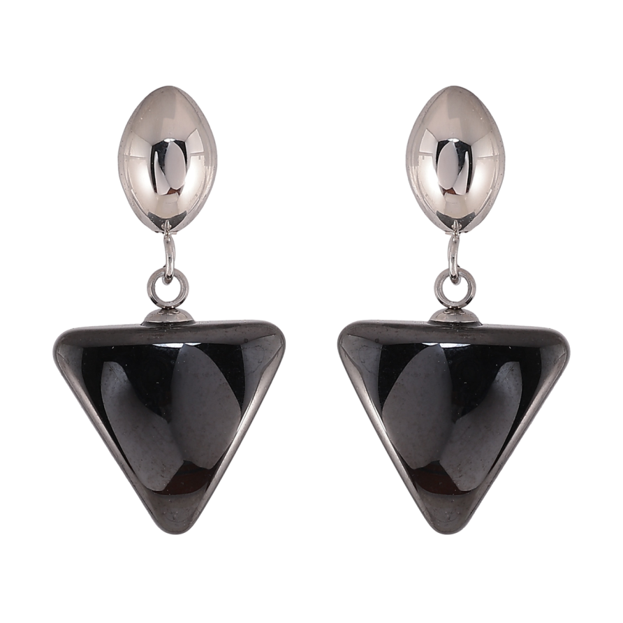 Сережки Xuping TTM Stainless Steel колір Родій пусети Підвіски з чорною керамікою фото №1