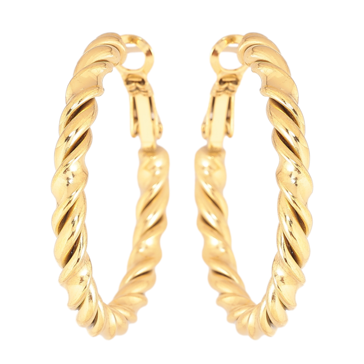 Сережки Xuping TTM Stainless Steel колір 14К кільця (конго) Декоративний візерунок ø 3,5 см фото №16