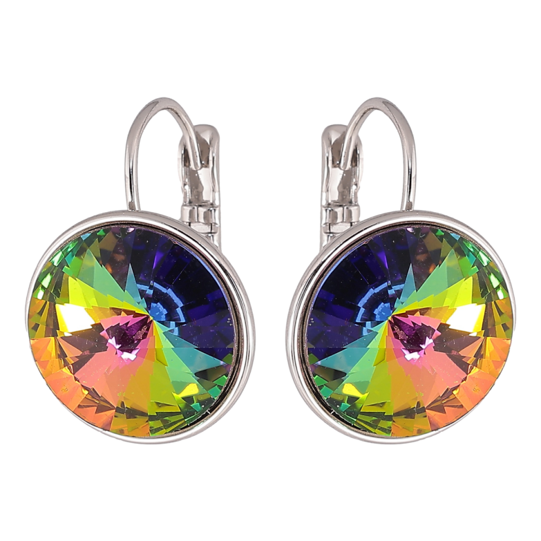 Серьги Xuping цвет Родий с кристаллами Swarovski французский замок Кристаллы Vitrail Medium ø 16мм фото №1