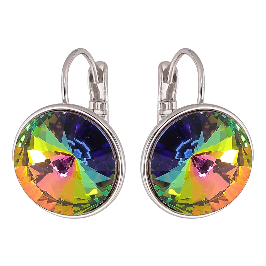 Сережки Xuping колір Родій з кристалами Swarovski французький замок Кристали Vitrail Medium ø 16мм фото №1