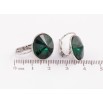 Сережки Xuping колір Родій з кристалами Swarovski французький замок Кристали Dark Green ø 16мм фото №2