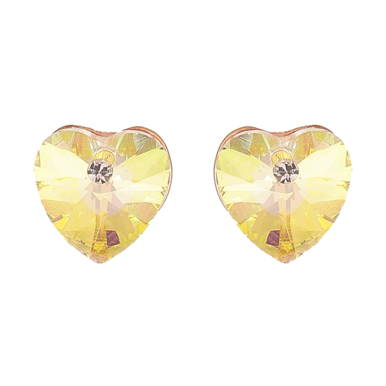 Серьги Xuping цвет Позолота 18К с кристаллами Swarovski пусеты Кристальные сердечки Shimmer фото №6