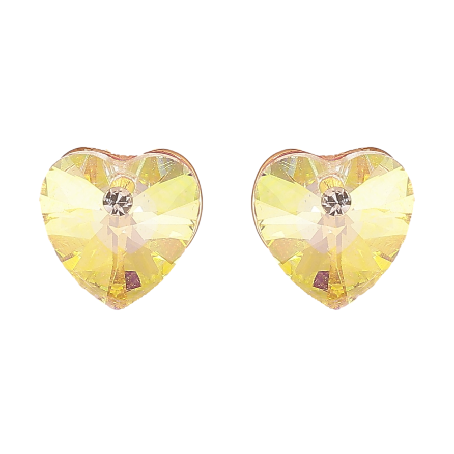 Сережки Xuping колір Позолота 18К з кристалами Swarovski пусети Кристальні сердечка Shimmer фото №1
