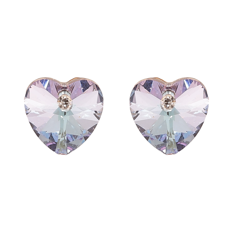 Серьги Xuping цвет Позолота 18К с кристаллами Swarovski пусеты Кристальные сердечки Paradise Shine фото №1