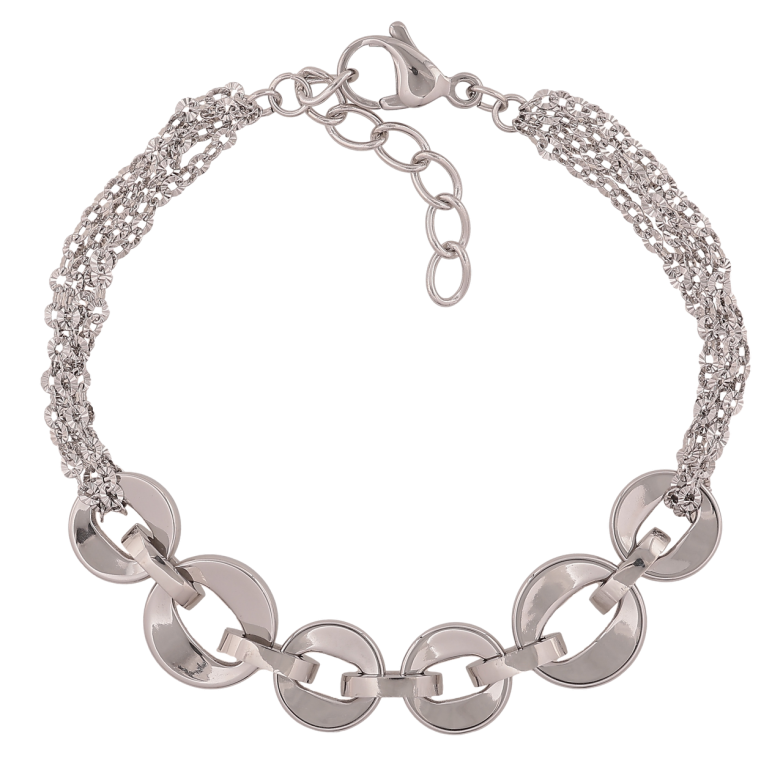 Браслет Xuping ТТМ Stainless Steel цвет Родий Цепочки с декоративной вставкой длина с доп. цепочкой 18-21см х 2-12мм фото №6