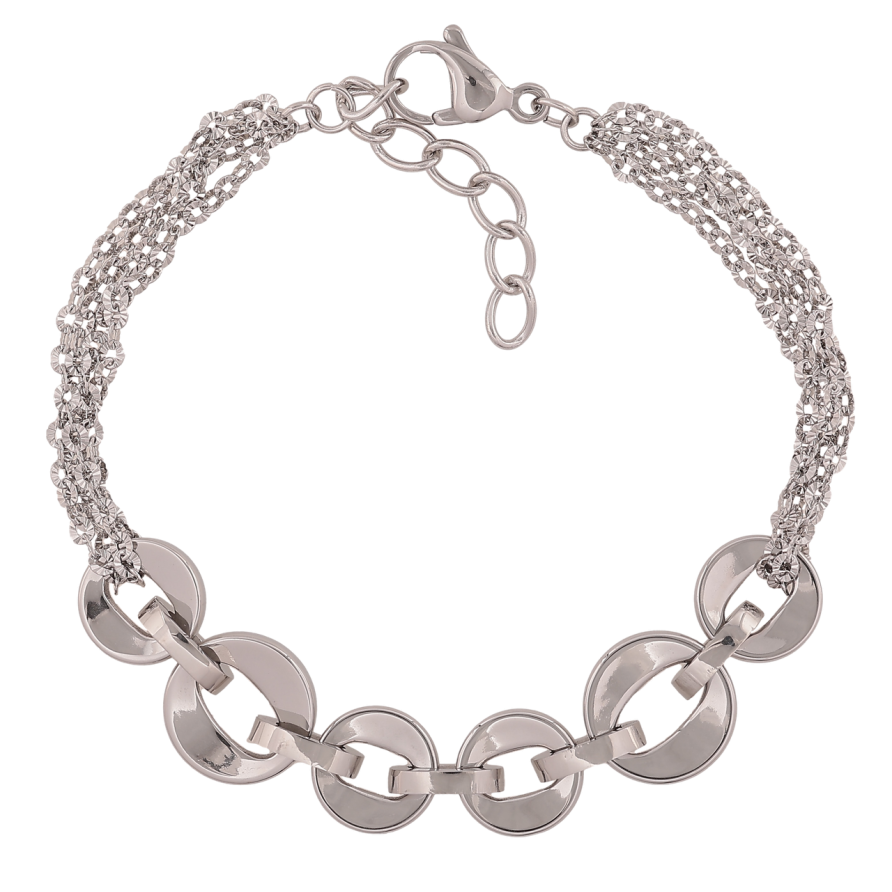 Браслет Xuping ТТМ Stainless Steel колір Родій Ланцюжки з декоративною вставкою довжина з дод. ланцюжком 18-21см х 2-12мм фото №1