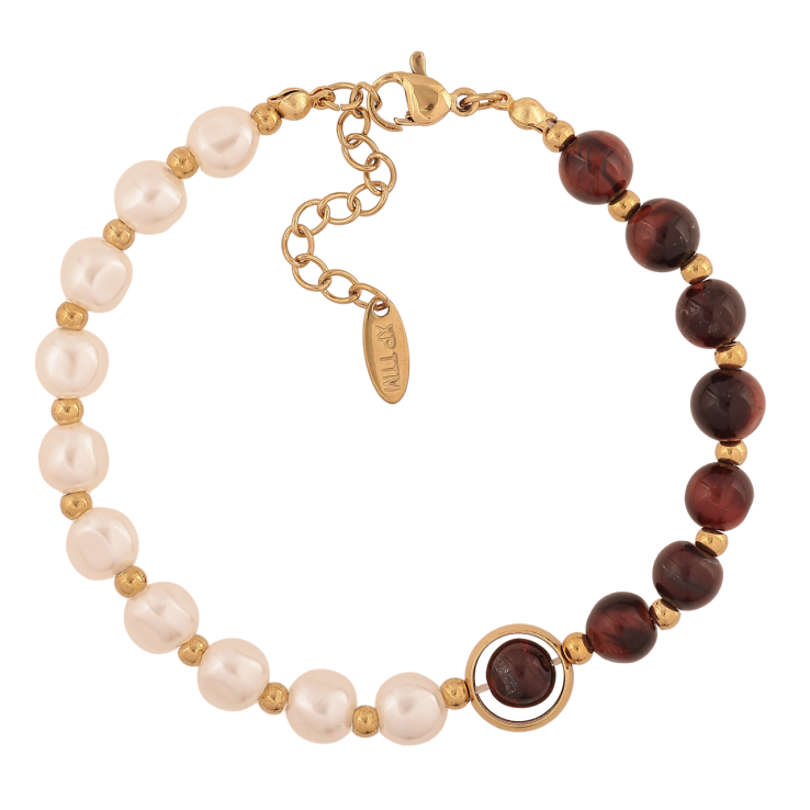 Браслет Xuping ТТМ Stainless Steel колір 14К Перлини з бордовими намистинами довжина з дод. ланцюжком 18-21.5см х 3-10мм фото №25 Браслет Xuping ТТМ Stainless Steel колір 14К Перлини з бордовими намистинами довжина з дод. ланцюжком 18-21.5см х 3-10мм фото №25