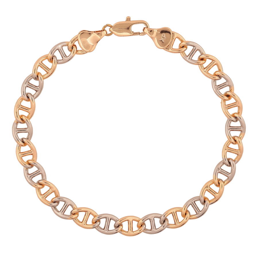 Браслет Xuping Цвет Позолота 18К + Родий Плетение Морская цепь длина 19.5см х 6мм фото №1