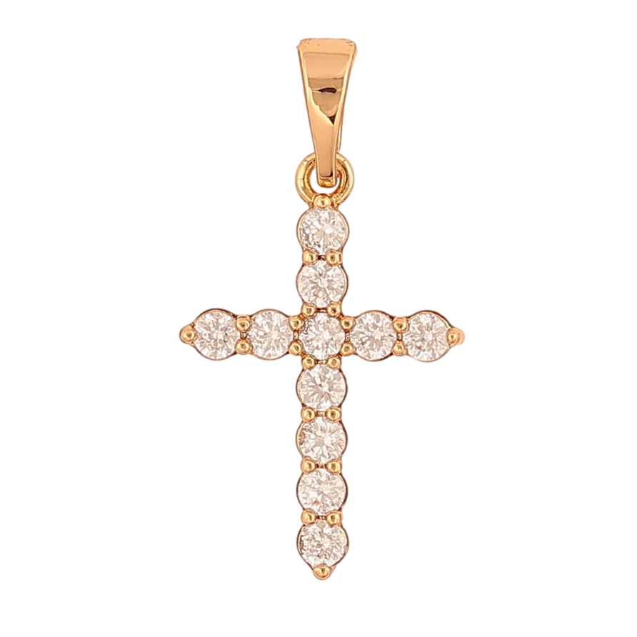 Кулон Xuping Колір Позолота 18K Хрест з кристалами для ланцюжка до 5мм фото №1