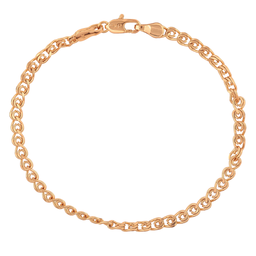 Браслет Xuping Колір Позолота 18K Ланцюжок Лав перекручений розмір 19см х 4мм фото №1