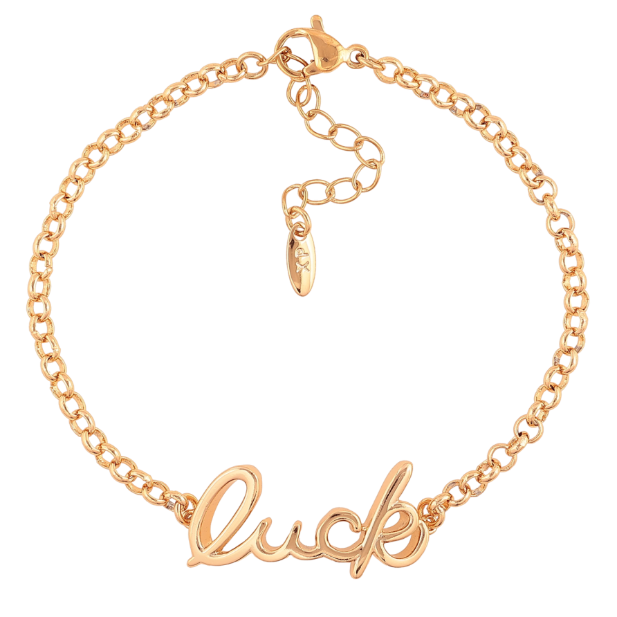Браслет Xuping Колір Позолота 18K Ланцюжок з написом Luck розмір з дод. ланцюжком 17-21см х 3-12мм фото №1