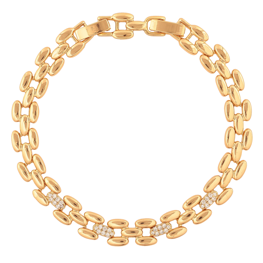 Браслет Xuping Колір Позолота 18K Візерунок з кристалами розмір з додатковим замком 17.5,19.5см х 8мм фото №1