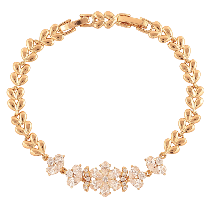 Браслет Xuping Колір Позолота 18K Кристальна квітка розмір з додатковим замком 16.5,1.5см х 6-12мм фото №1