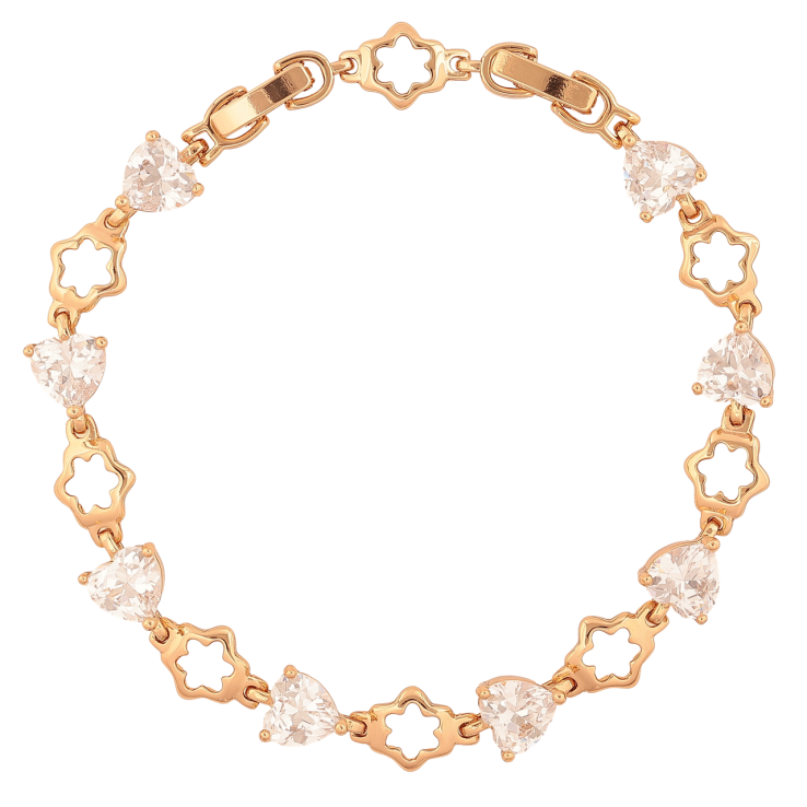 Браслет Xuping Колір Позолота 18K Кристальні сердечка з квіточками розмір з додатковим замком 18,20.5см х 7-8мм фото №9