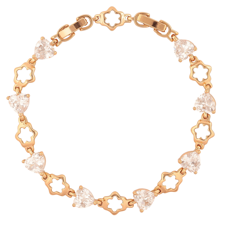 Браслет Xuping Цвет Позолота 18K Кристальные сердечки с цветочками размер с дополнительным замком 18,20,5см х 7-8мм фото №14