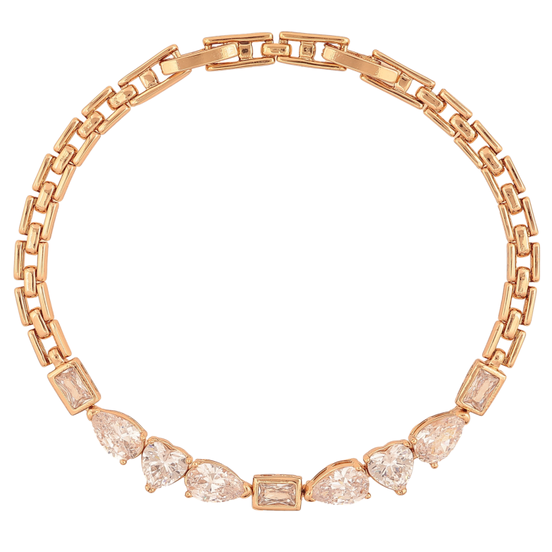 Браслет Xuping Цвет Позолота 18K Кристальный узор размер с дополнительным замком 17.5,19.5см х 4-7мм фото №1