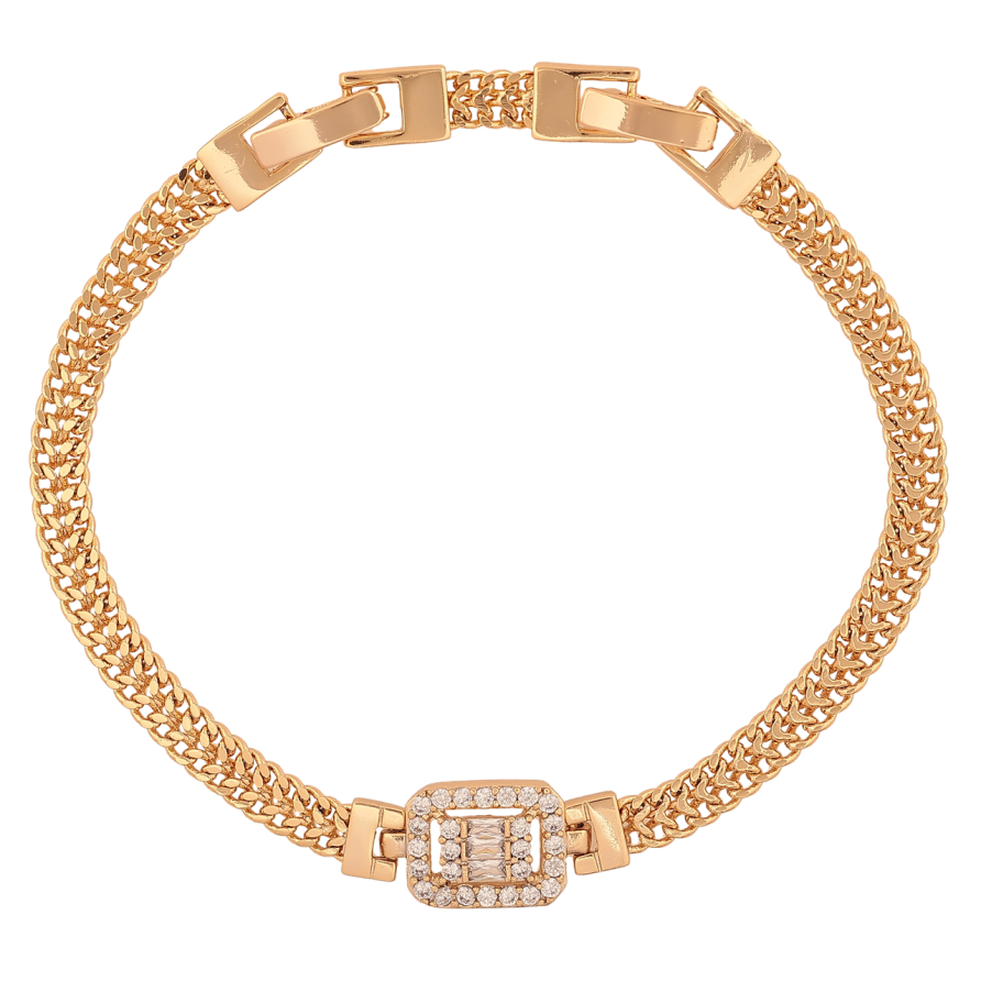 Браслет Xuping Колір Позолота 18K Ланцюжок з декоративною вставкою розмір з додатковим замком 17.5,19.5см х 5-9мм фото №1