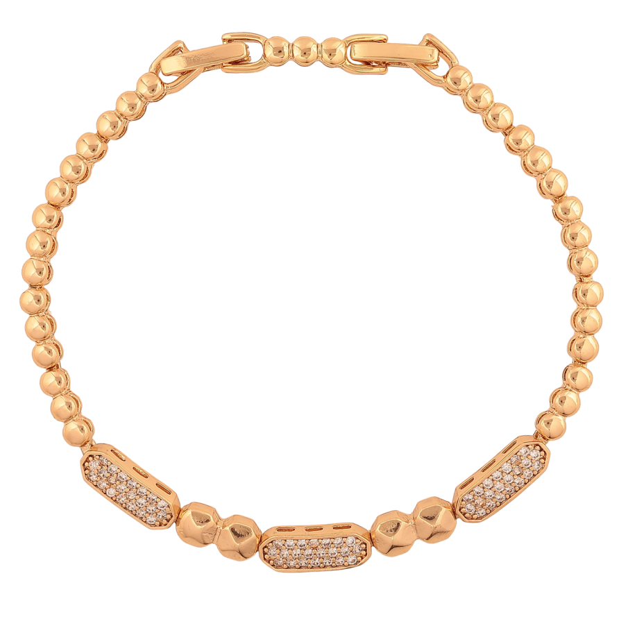 Браслет Xuping Колір Позолота 18K Візерунок з інкрустацією кристалами розмір з додатковим замком 17,19.5см х 3-5мм фото №1