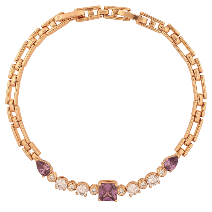 Браслет Xuping Колір Позолота 18K Доріжка біло-бузкових кристалів розмір з додатковим замком 17.5,19.5см х 4-6мм фото №19