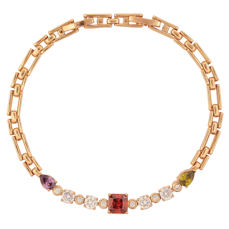 Браслет Xuping Цвет Позолота 18K Дорожка разноцветных кристаллов размер с дополнительным замком 17.5,19.5 см х 4-6 мм фото №5