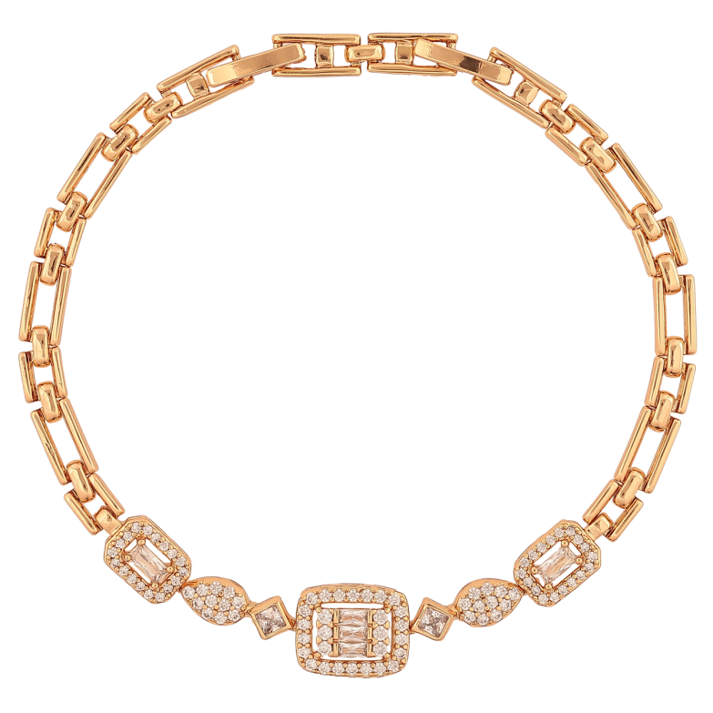 Браслет Xuping Цвет Позолота 18K Инкрустация кристаллами размер с дополнительным замком 17.5,19.5 см х 4-10мм фото №1