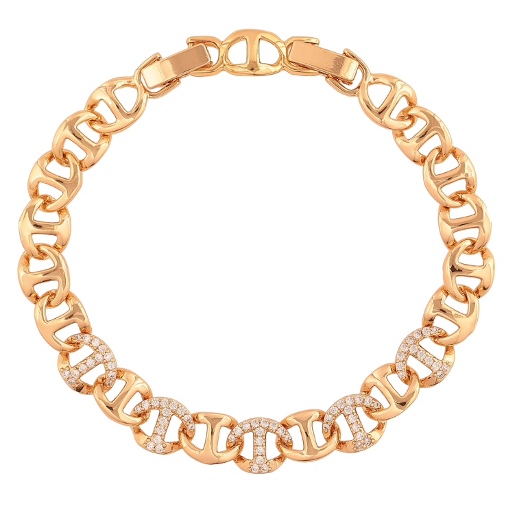 Браслет Xuping Колір Позолота 18K Морський ланцюг з кристалами розмір з додатковим замком 17,19см х 8мм фото №7