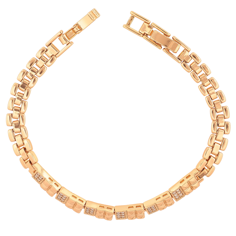 Браслет Xuping Колір Позолота 18K Візерунок з кристалами розмір з додатковим замком 17.5,19см х 6мм фото №2