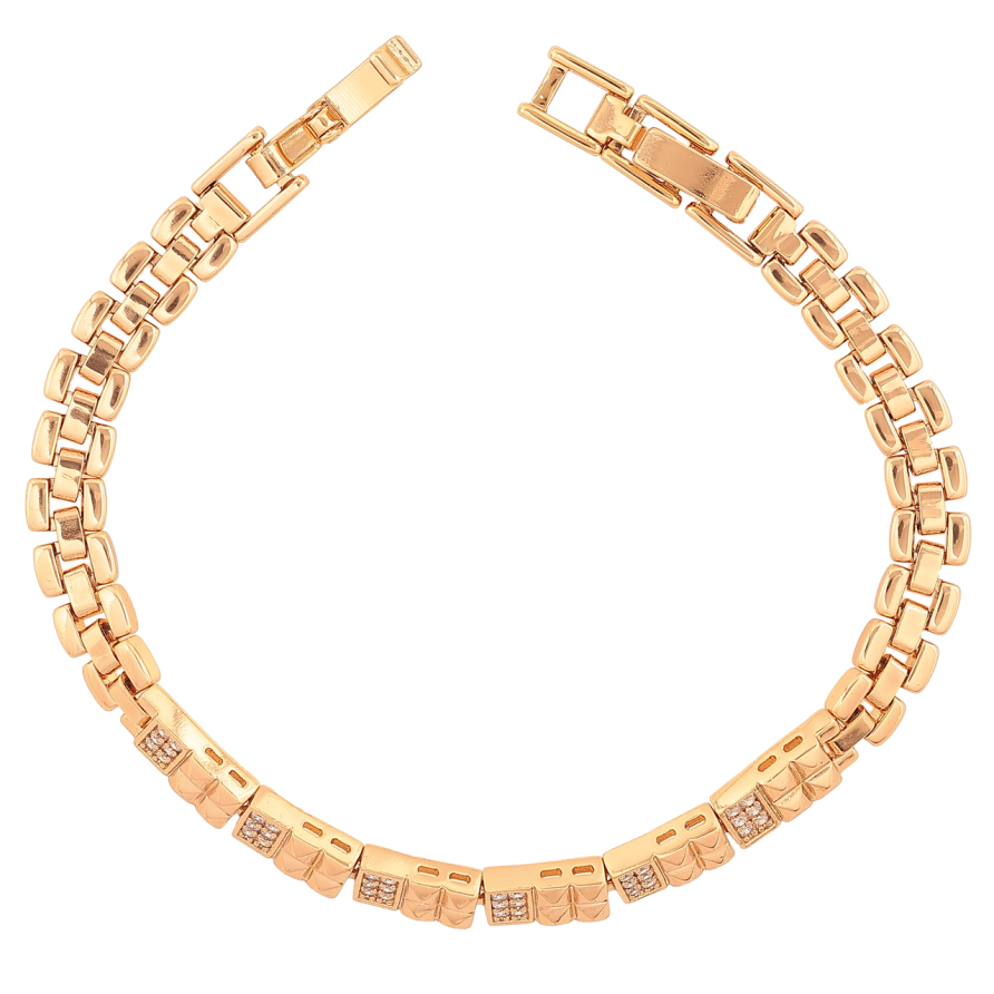 Браслет Xuping Колір Позолота 18K Візерунок з кристалами розмір з додатковим замком 17.5,19см х 6мм фото №1