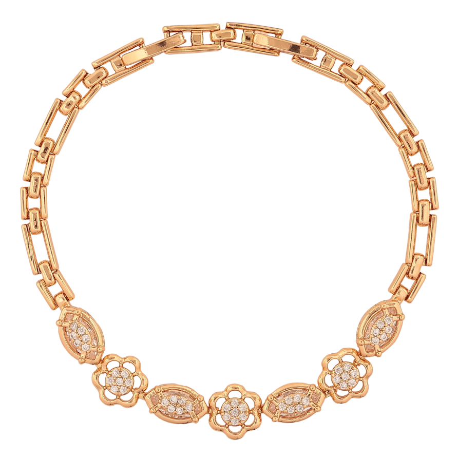 Браслет Xuping Колір Позолота 18K Квітковий візерунок розмір з додатковим замком 17.5,19.5см х 4-9мм фото №1