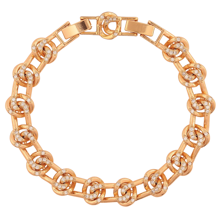 Браслет Xuping Колір Позолота 18K Фантазійний ланцюжок з кристалами розмір з додатковим замком 17.5,19.5см х 7-10мм фото №5